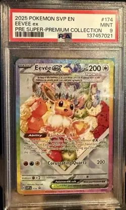 Pokemon TCG Eevee EX 174 Prismatic Evolutions Black Star Promo Card PSA 9 - Image 1
