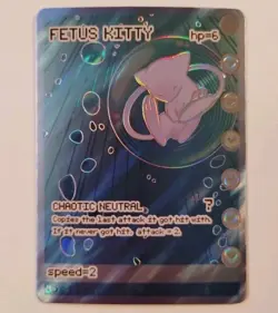 Fetus Kitty (Mew) Bootlegmons Chase Shiny Pokemon Card Textured Holo - Image 1