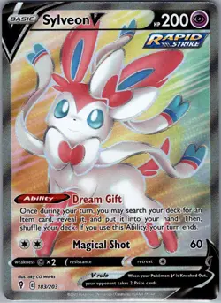 Sylveon V (Full Art) 183/203 SWSH07: Evolving Skies - Pokemon Card - NM - Image 1
