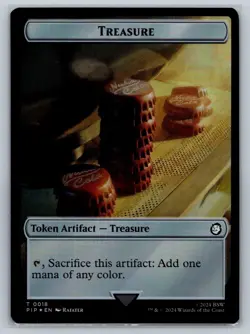 MTG Fallout Double Sided Foil Token 005/018 Warrior / Treasure - Image 1