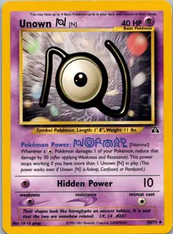 Pokemon TCG Unown N 50/75 Neo Discovery LP - Image 1