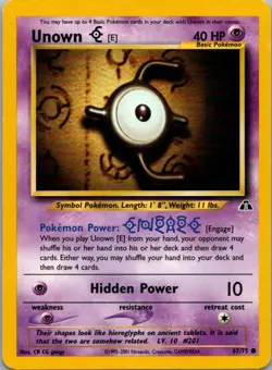 Pokemon TCG Unown E 67/75 Neo Discovery MP - Image 1