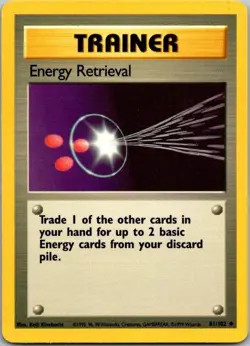 (B49) Energy Retrieval Uncommon Base Set 081/102 LP Pokemon TCG - Image 1