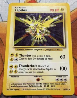 1999 Pokemon Base Set Zapdos Holo Rare 16/102 MP | WOTC Vintage - See Pics - Image 1