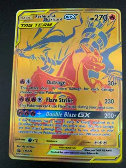 Reshiram & Charizard GX - SM247 - GOLD Promo Pokemon 2021 NM - Image 1