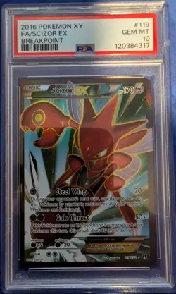 2016 Pokemon XY Breakpoint Scizor EX Full Art 119 PSA 10 - Image 1