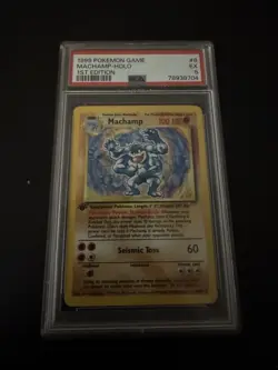 Pokemon TCG 1999 Machamp 1st Edition Holo Unlimited PSA 5 Base Set 8/102 - Image 1