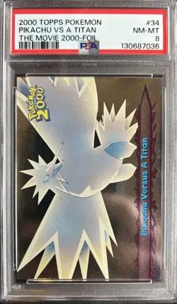 2000 Topps Pokemon The Movie 2000 Pikachu Vs A Titan Foil #34 - PSA 8 - Image 1