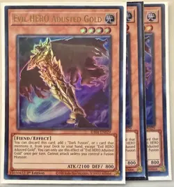Yugioh! 3x Evil HERO Adusted Gold RA04-EN029 Ultra Rare 1st Ed NM - Image 1