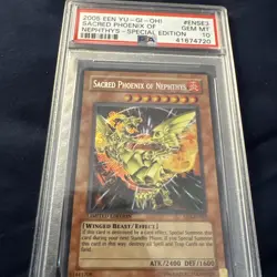 PSA 10 Yu-Gi-Oh! 2005 Sacred Phoenix of Nephthys EEN-ENSE3 Secret Rare - Image 1