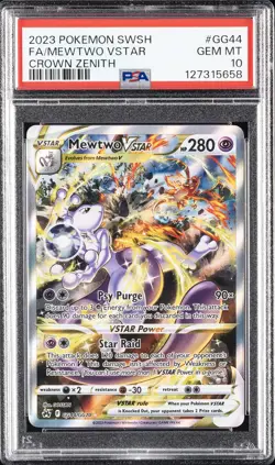 2023 POKEMON SWORD & SHIELD CROWN ZENITH #GG44 FULL ART/MEWTWO VSTAR PSA 10 - Image 1