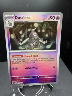 Pokemon TCG SV Prismatic Evolutions Dusclops 036/131 Master Ball Reverse Holo NM - Image 1