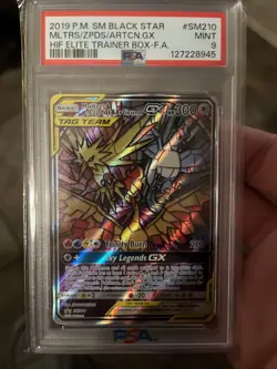 Pokemon Stained Glass Tag Team Moltres, Zapdos, Arcticuno SM210 PSA 9 - Image 1