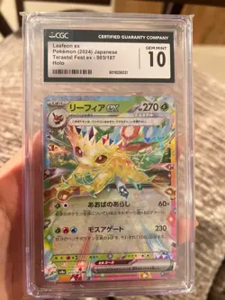 2024 POKEMON JPN SV8A-TERASTAL FEST EX #003 LEAFEON EX CGC 10 GEM MINT - Image 1