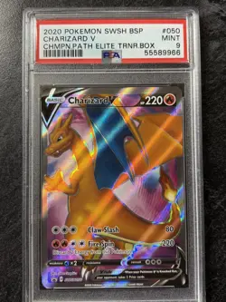 2020 Pokemon SWSH BSP Champion's Patch ETB #050 Charizard V PSA 9 MINT - Image 2
