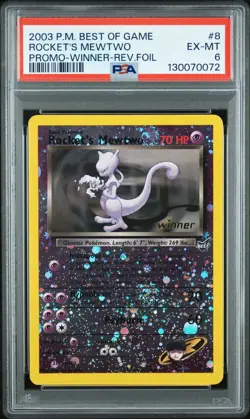 2003 POKEMON BEST OF GAME PROMO WINNER #8 ROCKET'S MEWTWO-REVERSE FOIL PSA 6 - Image 1