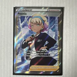 Pokemon Peonia Trainer Supporter Ultra Rare Full Art Holo Chilling Reign 196/198 - Image 1