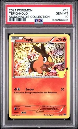 2021 Pokemon Mcondald's Collection 13/25 Tepig Holo PSA 10 Graded card - Image 1