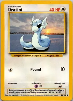 (B11) Dratini 026/102 Uncommon Base Set Pokemon Card LP - Image 1