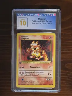 Pokemon Magmar 1999 German Base Set 1st Edition CGC 10 Graded 36/102 Card - Image 1