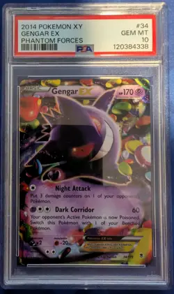 2014 Pokemon XY Phantom Forces Gengar EX #34 PSA 10 - Image 1