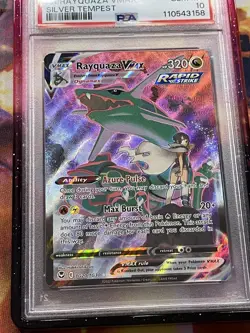 PSA 10 GEM MINT 2022 Pokemon Full Art Rayquaza VMAX Silver Tempest SWSH TG20 - Image 3