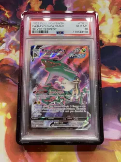 PSA 10 GEM MINT 2022 Pokemon Full Art Rayquaza VMAX Silver Tempest SWSH TG20 - Image 4