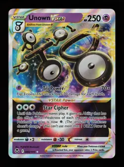 Unown VSTAR 066/195 Ultra Rare,Holo SWSH12: Silver Tempest Pokemon Card - Image 1
