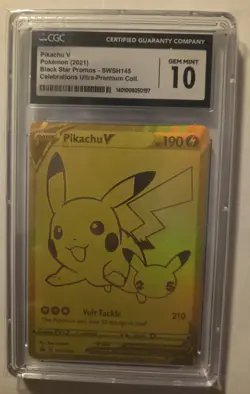 CGC 10 PIKACHU V SWSH145 GOLD CELEBRATIONS UPC BLACK STAR PROMO POKEMON - Image 1
