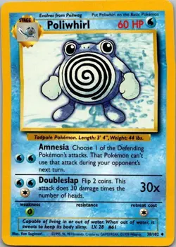 (B4) Poliwhirl Uncommon Base Set 038/102 LP Pokemon - Image 1