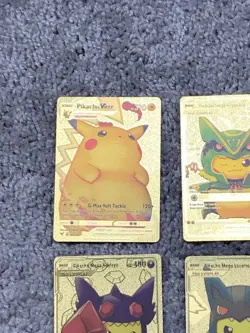 Set of 8 Pikachu & Complete 7 Card Cosplay Set Gold Foil Fan Art Cards NM!!! - Image 2
