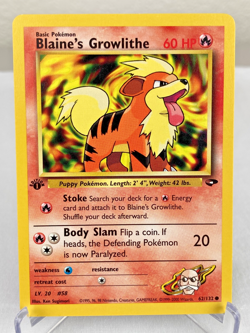 Blaine's Growlithe 62/132 Gym Challenge Pokemon Card 1st Edition - Near Mint - Image 1