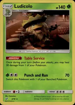 Ludicolo Rare Detective Pikachu 2/18 Grass Holo Pokemon Card - Image 1