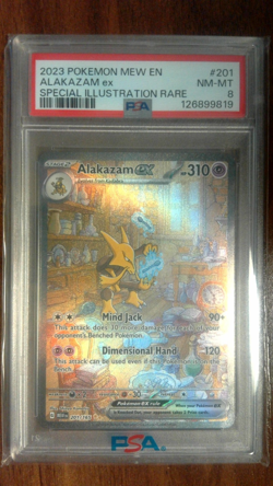 PSA 8 Alakazam EX #201/165 Pokemon 151 Special Illustration Rare SIR 2023 - Image 1