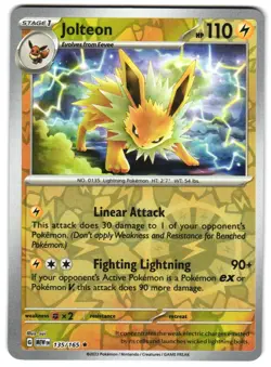 Jolteon 135/165 Reverse Holo SV: Scarlet & Violet 151 English Pokemon NM - Image 1