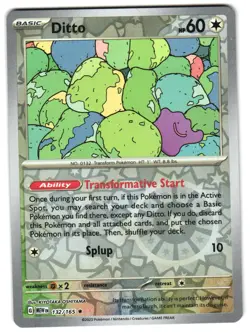 Ditto 132/165 Reverse Holo SV: Scarlet & Violet 151 English Pokemon NM - Image 1