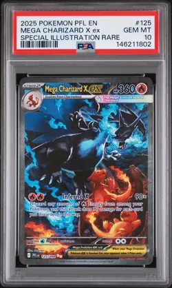 2025 POKEMON PFL EN-PHANTASMAL FLAMES #125 MEGA CHARIZARD X EX PSA 10 - Image 1