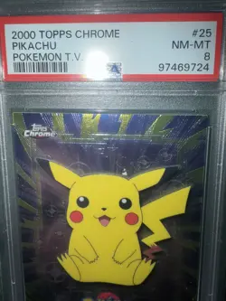 2000 TOPPS CHROME POKEMON T.V. #25 PIKACHU PSA 8 - Image 3