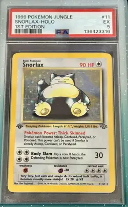Pokemon TCG Jungle Snorlax 11/64 Holo Rare 1st Edition MP Condition - Image 1