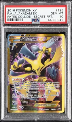 2016 POKEMON XY FATES COLLIDE SECRET #125 FULL ART/ALAKAZAM EX PSA 10 - Image 1