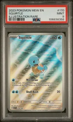 2023 Pokemon MEW EN Illustration Rare #170 Squirtle PSA MINT 9 - Image 1