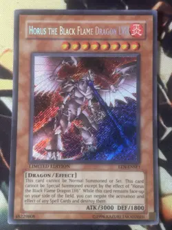 Yugioh: Horus The Black Flame Dragon LV8 - EEN-ENSE1 - Secret Rare Limited Ed LP - Image 1