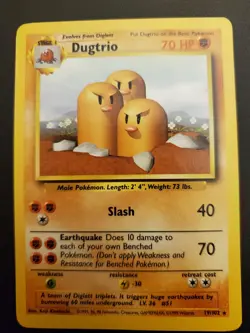 NM Pokemon TCG Dugtrio Base Set Unlimited Rare Card 19/102 non-holo WOTC Vintage - Image 1