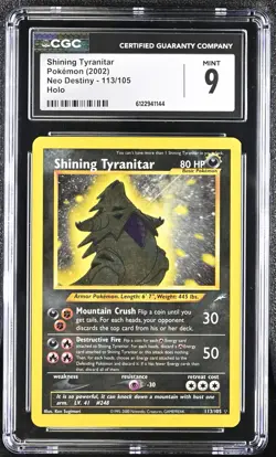 CGC 9 MINT Shining Tyranitar 2002 Neo Destiny 113/105 Holo Pokemon Card - Image 1