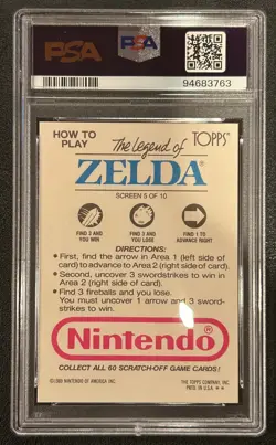 Legend of Zelda Topps 1989 Nintendo Scratch-Off PSA 10 GEM MINT Card Screen 5 - Image 2