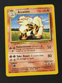 Arcanine 23/102 - Uncommon 1999 Base Set Pokemon Card - Image 1