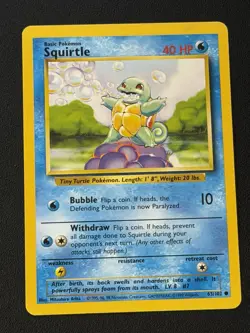 POKEMON CARD UNLIMITED BASE SET SQUIRTLE 63/102 - Condition - Image 1