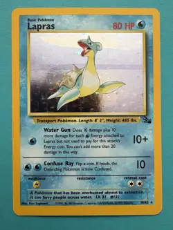 Pokemon TCG Fossil Lapras Holo Rare Card #10/62 Vintage 1999 LP - Image 1
