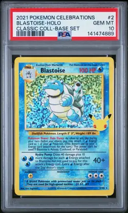 2021 POKEMON CELEBRATIONS CLASSIC COLL #2 BLASTOISE-HOLO PSA 10 - Image 1