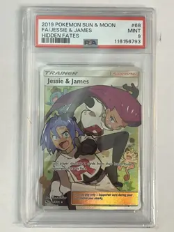 2019 Pokemon Sun & Moon FAU Jessie & James Hidden Fates PSA 9 - Image 1